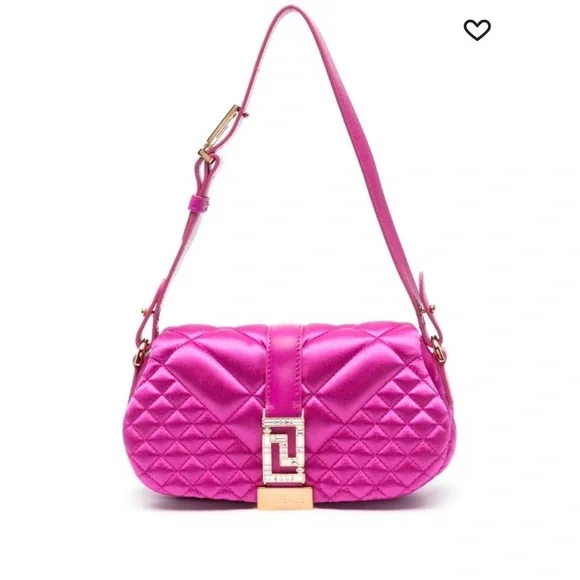 Versace Greca Goddess Silk Mini Bag Hot Pink with Crystal Embellishments - Picture 3 of 11